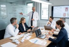 Hospital contract management system showing organized documents, vendor coordination, compliance tracking, and risk management