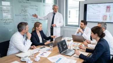 Hospital contract management system showing organized documents, vendor coordination, compliance tracking, and risk management
