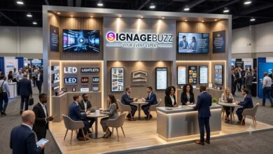 Professional trade show booth design in Denver featuring branded displays, visitor engagement areas, and modern event presentation